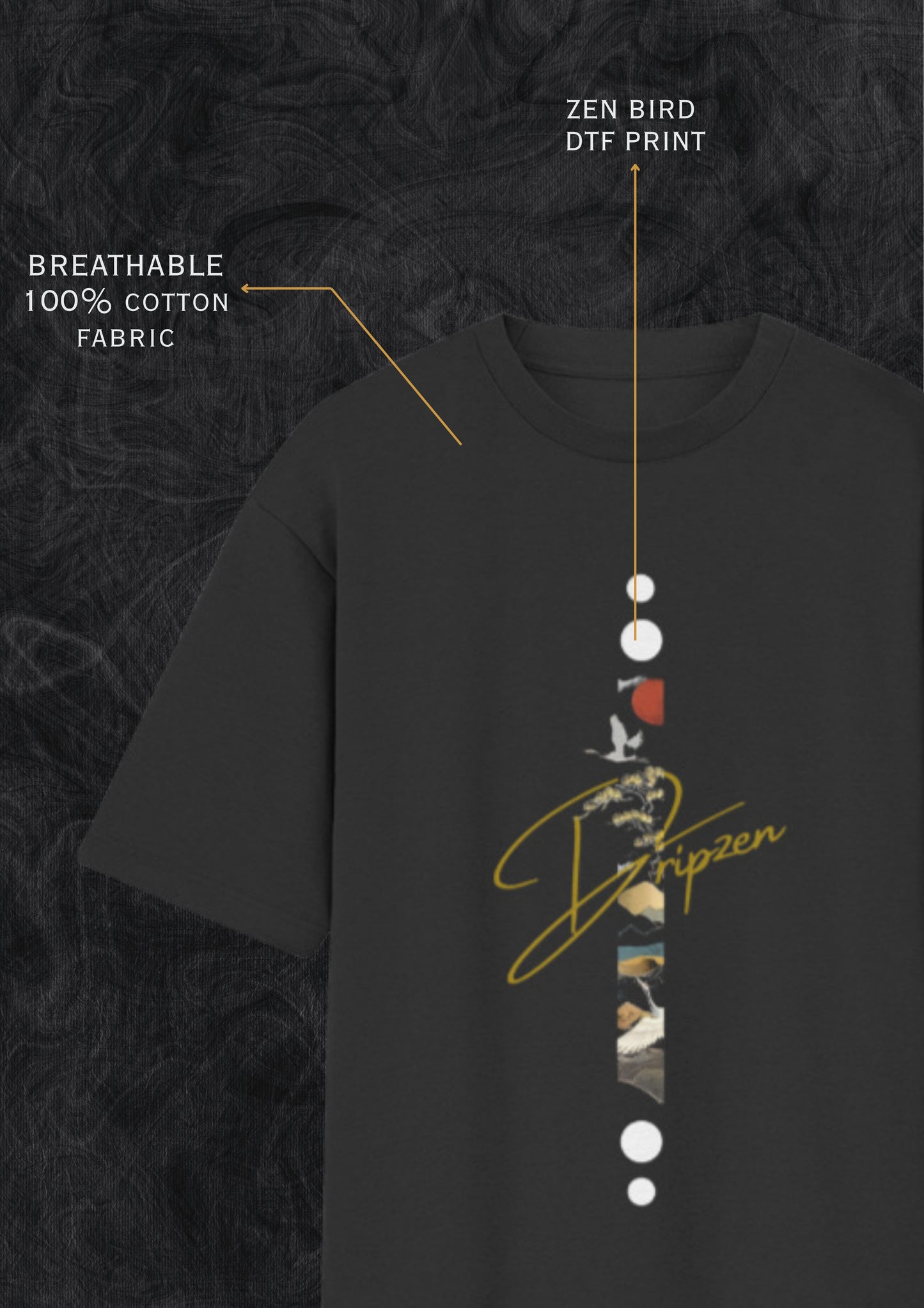Dripzen Bird Line Unisex Oversized Standard T-Shirt