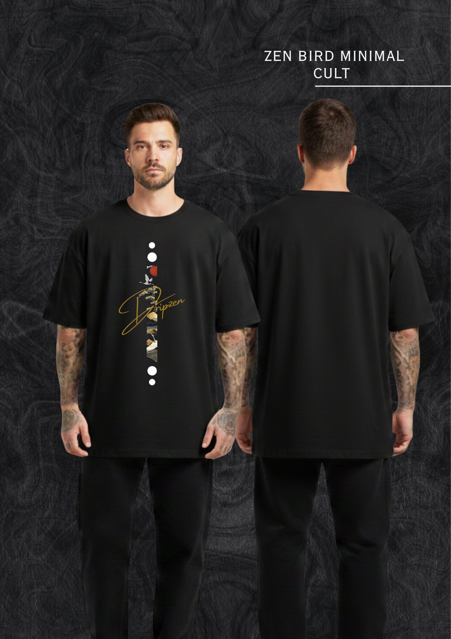 Dripzen Bird Line Unisex Oversized Standard T-Shirt